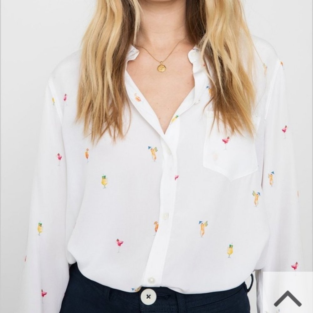 Rails Silk Cocktail Button Down Shirt
